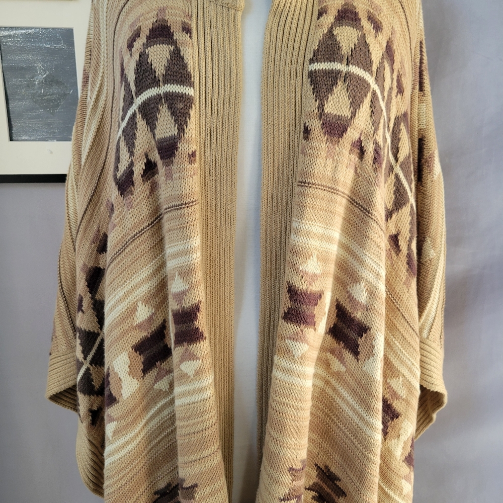 LRL Ralph Lauren Jeans Co. Aztec Southwest Cotton Linen Sweater Poncho S M - Picture 7 of 16
